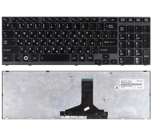 Клавиатура для ноутбука Toshiba Satellite A660, A665, Qosmio X770, P750, P755 черная, рамка серая