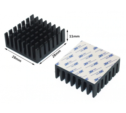 Аллюминиевый радиатор 28х28х10мм с термоскотчем 3M 9448A