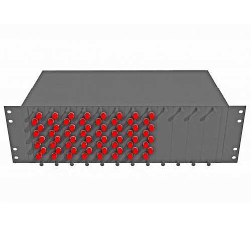 Кросс оптический стоечный 19", 64 FC/UPC адаптеров, одномодовый, 3U, черный, укомплектованный, TopLAN