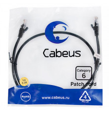 Cabeus PC-UTP-RJ45-Cat.6-1m-BK Патч-корд U/UTP, категория 6, 2xRJ45/8p8c, неэкранированный, черный, PVC, 1м