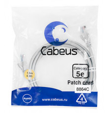 Cabeus PC-UTP-RJ45-Cat.5e-1.5m-LSZH Патч-корд U/UTP, категория 5е, 2xRJ45/8p8c, неэкранированный, серый, LSZH, 1.5м