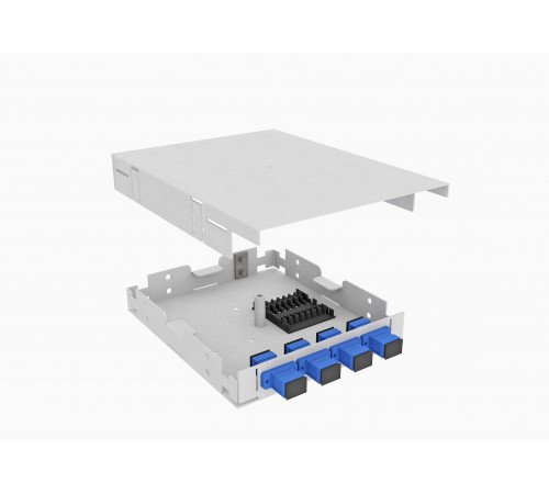 Кросс оптический, настенный, 4 SC/UPC адаптеров, одномодовый, TopLAN, укомплектованный