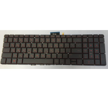 Клавиатура для ноутбука HP Pavilion 15-ab, 15-ae, 15-ak, 15-bc, 17-ab, 17-g, черная, кнопки красные, с подсветкой