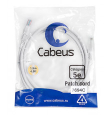 Cabeus PC-UTP-RJ45-Cat.5e-1.5m-WH-LSZH Патч-корд U/UTP, категория 5е, 2xRJ45/8p8c, неэкранированный, белый, LSZH, 1.5м