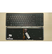 Клавиатура для ноутбука Acer Aspire V5-531, V5-551, V5-552, V5-571, V5-572, V7-581, V7-582, M3-581, M5-581 черная, рамка черная, с подсветкой