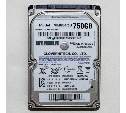 Жесткий диск HDD 2,5 750GB UTANIA MM804QS