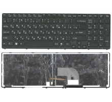 Клавиатура для ноутбука Sony Vaio SVE17 черная с подсветкой с черной рамкой
