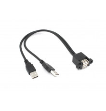 Кабель USB 2.0 двойной для монтажа на корпус 30 см