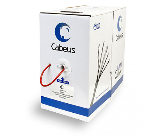 Cabeus UTP-4P-Cat.5e-SOLID-RD Кабель витая пара UTP (U/UTP), категория 5e, 4 пары 0,51мм (24 AWG), одножильный, красный (305 м)