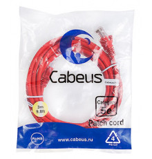 Cabeus PC-UTP-RJ45-Cat.5e-3m-RD-LSZH Патч-корд U/UTP, категория 5е, 2xRJ45/8p8c, неэкранированный, красный, LSZH, 3м