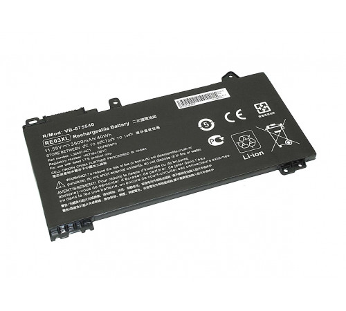 Аккумуляторная батарея для ноутбука HP ProBook 430 G6 (RE03-3S1P) 11,55V 3500mAh OEM черная Аккумуляторная батарея для ноутбука HP ProBook 430 G6 (RE03-3S1P) 11,55V 3500mAh OEM черная