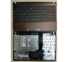Клавиатура для ноутбука Asus Eee PC 1025, 1025C, 1025CE, 1060 черная, верхняя панель в сборе (бронзовая)