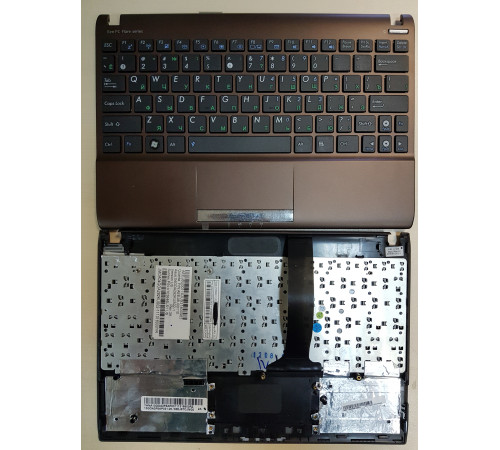 Клавиатура для ноутбука Asus Eee PC 1025, 1025C, 1025CE, 1060 черная, верхняя панель в сборе (бронзовая)