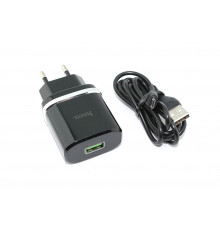 Блок питания (сетевой адаптер) HOCO С12Q Smart QC3.0, кабель Micro USB, USB, 5V, 3.0A, черный