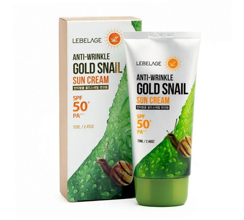 Lebelage Солнцезащитный крем для лица с муцином улитки / Anti-Wrinkle Gold Snail Sun Cream SPF50+PA+, 70 мл