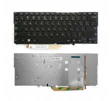 Клавиатура для ноутбука Samsung NP900X3A Series. Плоский Enter. Чёрная, без рамки. С подсветкой. PN: BA97-03597C.