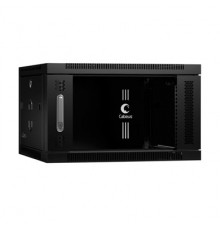 Cabeus SH-05F-6U60/45-BK Шкаф телекоммуникационный настенный 19" 6U 600x450x368mm (ШхГхВ) дверь стекло, цвет черный (RAL 9004)