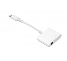 Аудио Адаптер MH033 Lightning - Lightning / 3.5 Jack/M 10cm (белый)