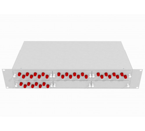 Кросс оптический стоечный 19", 32 FC/UPC адаптера, одномодовый, 2U, серый, укомплектованный, TopLAN, 1 ЧАСТЬ