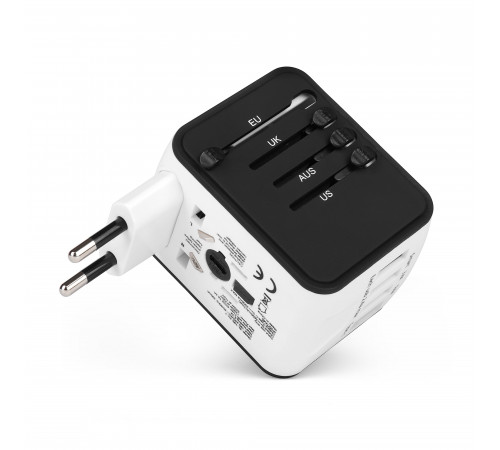 Адаптер IQ-TA для путешествий EU/US/UK/AU, 3 USB, Type-C, чехол-сумка