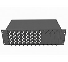 Кросс оптический стоечный 19", 64 FC/UPC адаптеров, многомодовый (50/125), 3U, черный, укомплектованный, TopLAN