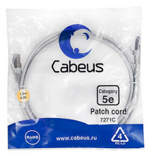 Cabeus PC-FTP-RJ45-Cat.5e-1.5m Патч-корд F/UTP, категория 5е, 2xRJ45/8p8c, экранированный, серый, PVC, 1.5м