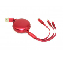 Кабель Baseus Little Octopus 3-in-1 Lightning+USB-C+micro-USB (1,2 метра) красный