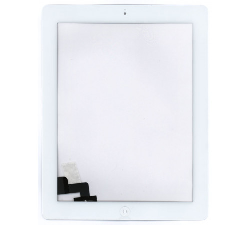 Сенсорное стекло (тачскрин) для iPad 2 (A1395, A1396, A1397) белое с кнопкой OEM