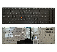 Клавиатура для ноутбука HP EliteBook 8760P, 8760W, 8770P, 8770W черная, с рамкой, с джойстиком
