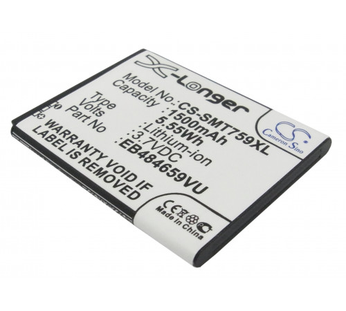 Аккумулятор CS-SMT759XL EB484659VA для Samsung GT-i8150/i8350/S5690/S5820  3.7V / 1500mAh / 5.55Wh