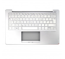 Клавиатура для ноутбука Asus X201, X201E, S200, S200E белая, верхняя панель в сборе (серебряная)