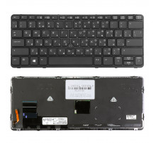 Клавиатура для ноутбука HP EliteBook 720 G1, 820 G1 Series. Плоский Enter. Черная, с черной рамкой. С подсветкой. PN: 9Z.N9WBV.10R.