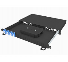 Кросс оптический стоечный выдвижной 19", 32 LC/UPC адаптера, одномодовый, 1U, черный, укомплектованный, TopLAN