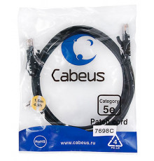 Cabeus PC-UTP-RJ45-Cat.5e-1.5m-BK-LSZH Патч-корд U/UTP, категория 5е, 2xRJ45/8p8c, неэкранированный, черный, LSZH, 1.5м