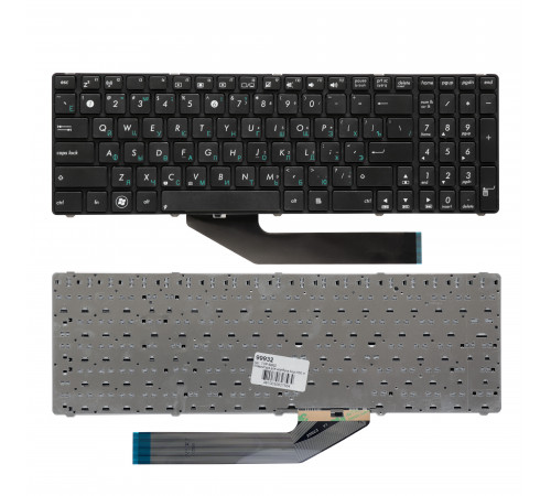 Клавиатура для ноутбука Asus K50, K60, K70 Series. Плоский Enter. Черная, с рамкой. PN: V090562BK1.