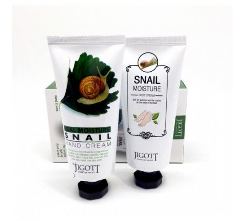 Jigott Набор кремов для рук и ног с экстрактом слизи улитки / Real Moisture Snail Hand & Foot Set, 100 мл x 2