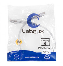 Cabeus PC-FTP-RJ45-Cat.6-0.5m-LSZH Патч-корд F/UTP, категория 6, 2xRJ45/8p8c, экранированный, серый, LSZH, 0.5м