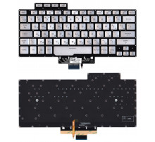 Клавиатура для ноутбука Asus ROG Zephyrus G14 GA401 серебристая c подсветкой маленький энтер