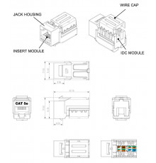 KJNE-8P8C-C5e-90-GN Вставка Keystone Jack RJ-45(8P8C), категория 5e, 110 IDC, заделка с помощью NE-TOOL, зеленая Hyperline