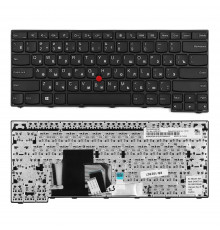 Клавиатура для ноутбука Lenovo ThinkPad E450, E455, E460, E465 Series. Плоский Enter. Черная, с рамкой. PN: SN20E66124.