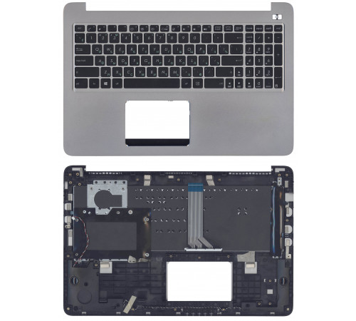 Клавиатура для ноутбука Asus K501L, K501LB, K501LX, K501U, K501UX, K501UW, черная топ-панель серая