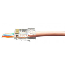 PLEZ-8P8C-U-C5-100 Разъем легкой оконцовки RJ-45 (8P8C) под витую пару, категория 5e (50 µ"/ 50 микродюймов), универсальный (для одножильного и многож