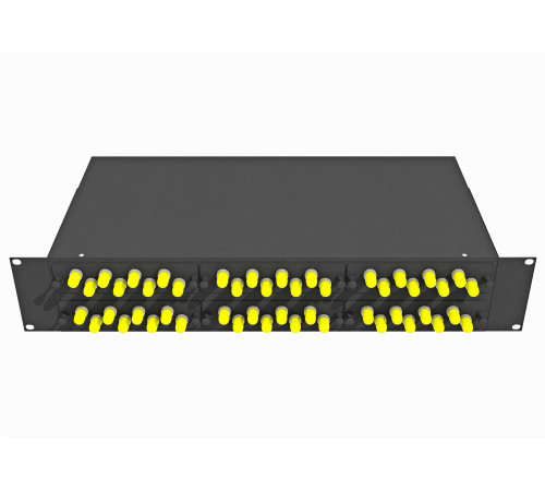 Кросс оптический стоечный 19", 48 ST/UPC адаптеров, многомодовый (50/125), 2U, черный, укомплектованный, TopLAN