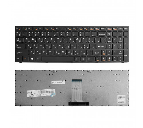 Клавиатура для ноутбука Lenovo B5400, M5400 Series. Плоский Enter. Черная, с черной рамкой. PN: NSK-BFGSQ.