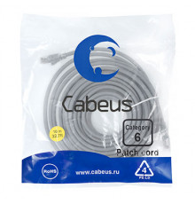 Cabeus PC-UTP-RJ45-Cat.6-10m Патч-корд U/UTP, категория 6, 2xRJ45/8p8c, неэкранированный, серый, PVC, 10м