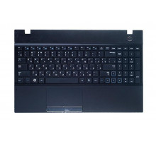 Клавиатура для ноутбука Samsung NP300V5A черная, верхняя панель в сборе