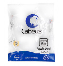 Cabeus PC-UTP-RJ45-Cat.5e-0.3m-WH-LSZH Патч-корд U/UTP, категория 5е, 2xRJ45/8p8c, неэкранированный, белый, LSZH, 0.3м