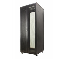 Шкаф серверный TopLAN 42U 800x1000, передняя и задняя дверь распашные перфорированные, ножки, черный TOP-MDX-R-42U80-100-PRPR-BK
