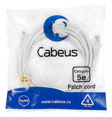 Cabeus PC-UTP-RJ45-Cat.5e-5m-WH Патч-корд U/UTP, категория 5е, 2xRJ45/8p8c, неэкранированный, белый, PVC, 5м