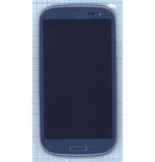 Дисплей для Samsung Galaxy S3 GT-I9300 Metallic Blue синий с рамкой